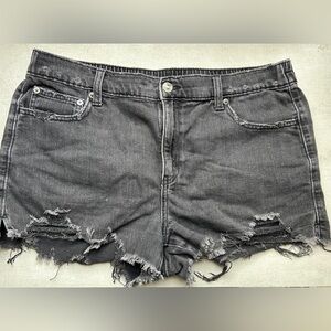 Aerie Charcoal Distressed Jean Shorts